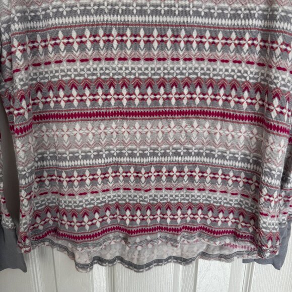 EUC Victoria’s Secret Thermal Top Fair Isle Gray, Pink, and White Color, Size L - Picture 5 of 9